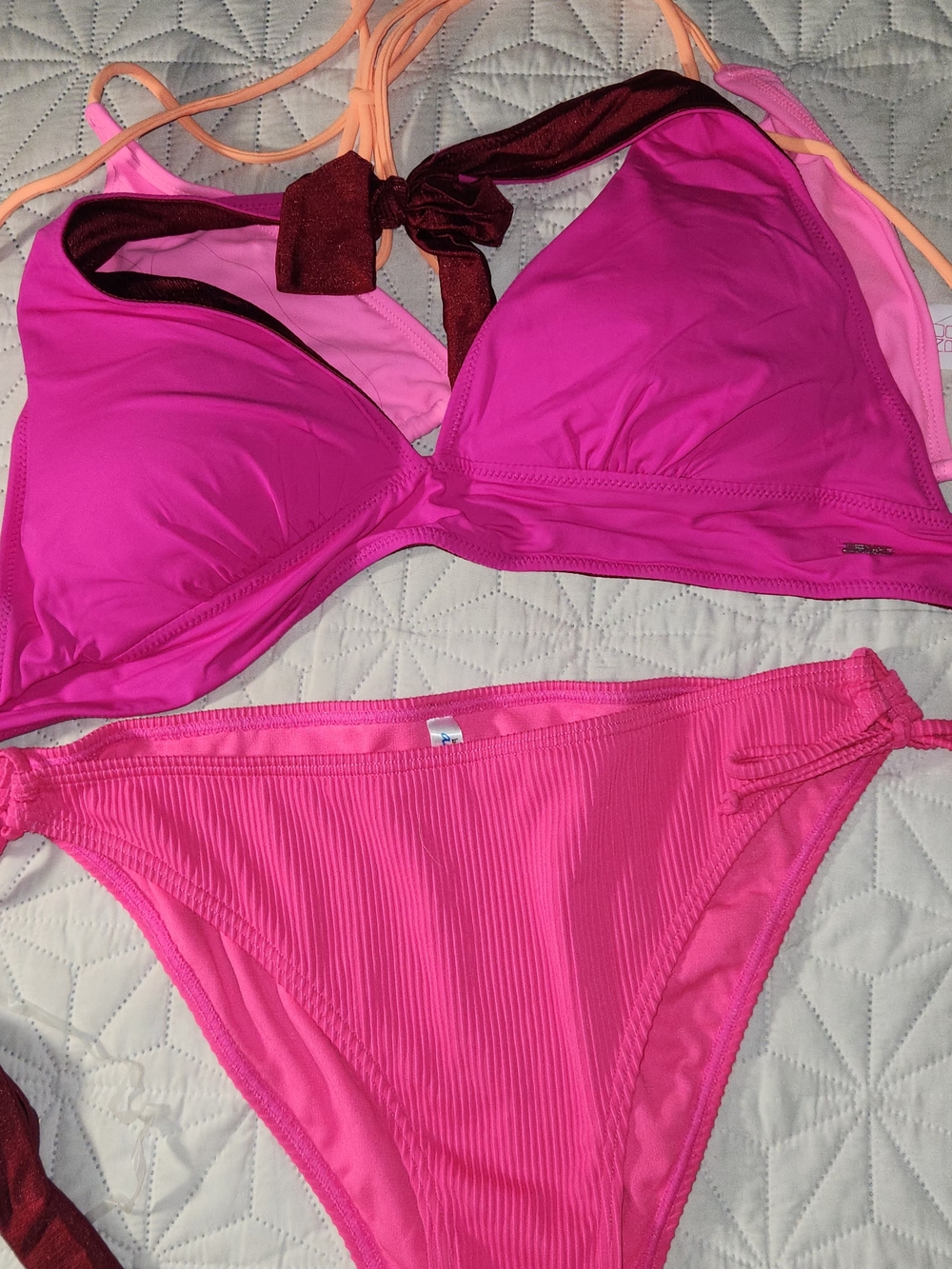 La Vie En Rose Bright Fuchsia Ribbed Two-Piece Bikini